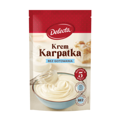 Delecta KREM DO KARPATKI SMAK WANILIOWY w 5 minut KARPATKA 136g  KRÓTKA DATA